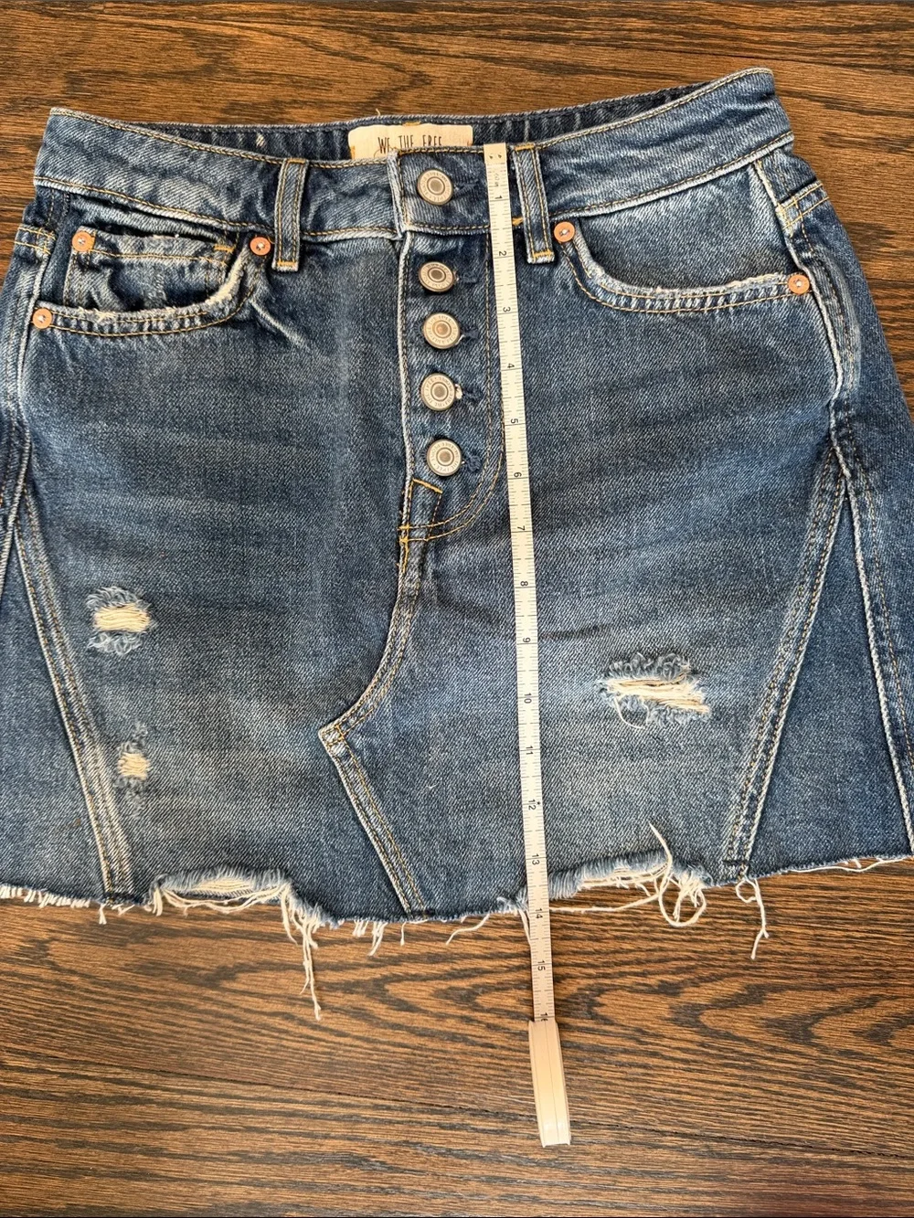 We The Free distressed button down  denim mini skirt - Picture 5 of 5